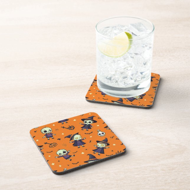 Spooky Chic Halloween Pillow - Frightfully Festive Coaster (Right Side)