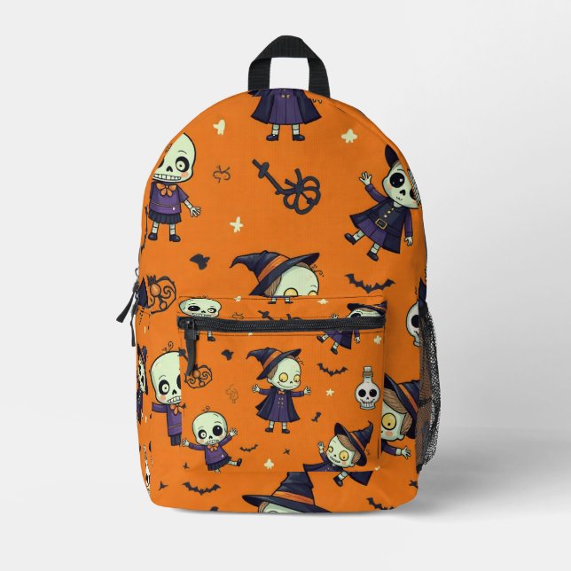 Spooky Chic Halloween Pillow - Frightfully Festive Printed Backpack (Front)