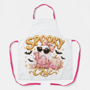 Spooky Chic Pink Ghost Halloween Retro Women Apron