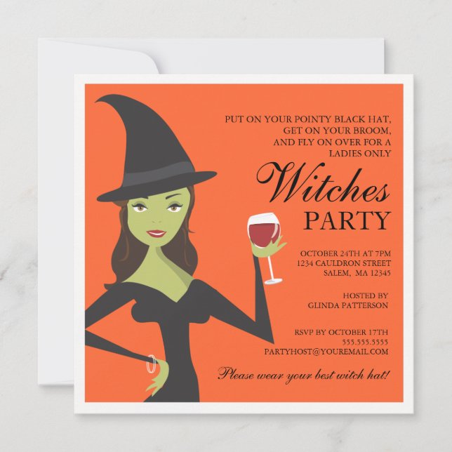 Spooky Chic Witch Party Halloween Invitation (Front)