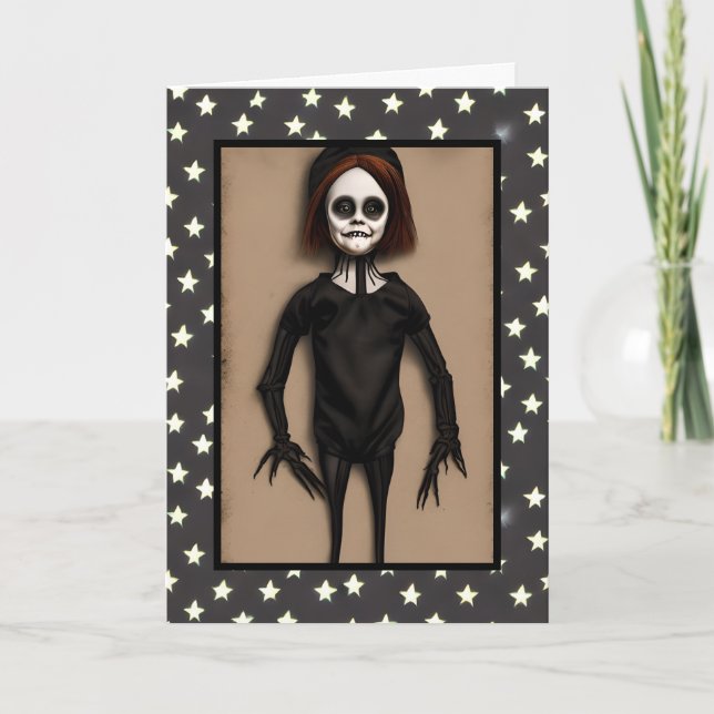 Spooky Child Doll Creature Halloween Card (Front)