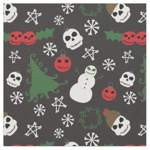 Spooky Christmas Creepy Goth Themed Holiday Fabric