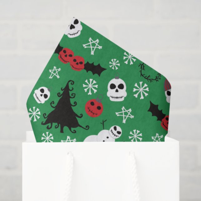 Spooky Christmas Creepy Goth Themed Holiday Tissue Paper (Gift Bag)