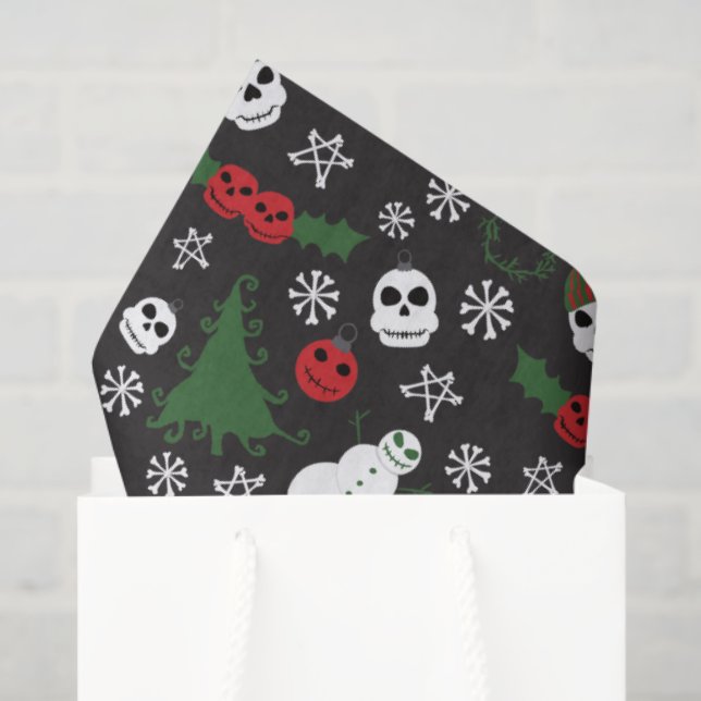 Spooky Christmas Creepy Goth Themed Holiday Tissue Paper (Gift Bag)