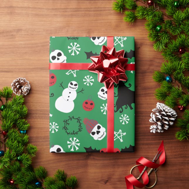 Spooky Christmas Creepy Goth Themed Holiday Wrapping Paper (Holiday Gift)