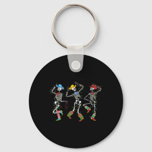 Spooky Christmas Skeleton Dancing Western Cowboy X Key Ring