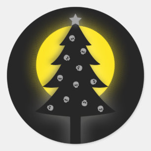 Spooky Christmas Tree Classic Round Sticker