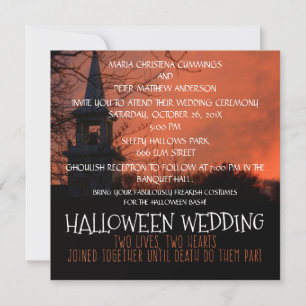 Spooky Church Halloween Wedding Invitation