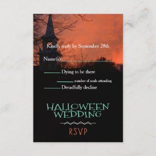 Spooky Church Halloween Wedding RSVP Card
