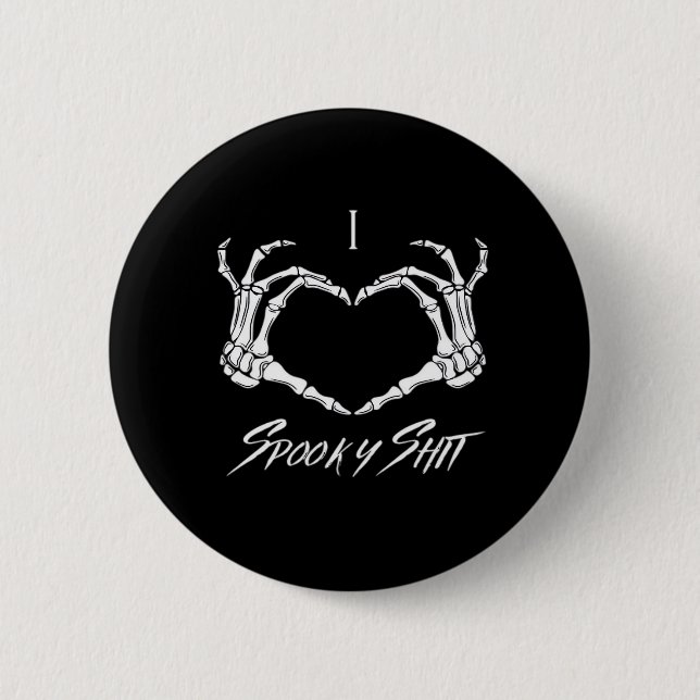 Spooky Classic - Skeleton Hands Heart 6 Cm Round Badge (Front)