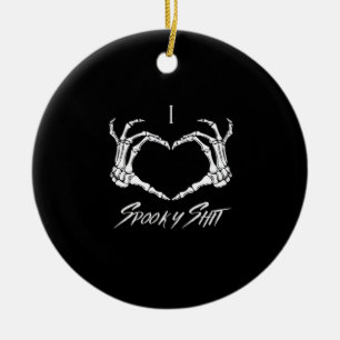 Spooky Classic - Skeleton Hands Heart Ceramic Tree Decoration