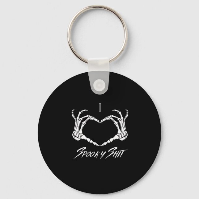 Spooky Classic - Skeleton Hands Heart Key Ring (Front)