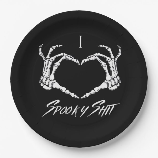 Spooky Classic - Skeleton Hands Heart Paper Plate (Front)