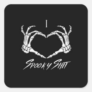 Spooky Classic - Skeleton Hands Heart Square Sticker
