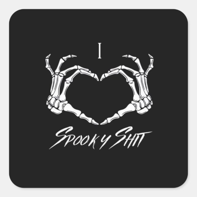 Spooky Classic - Skeleton Hands Heart Square Sticker (Front)