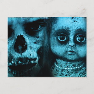 Spooky Clown and Doll Postcard
