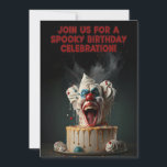 Spooky Clown Birthday Invitation Card<br><div class="desc">Make your celebration unforgettable with this spooky clown birthday invitation! Featuring a creepy clown bursting from a birthday cake, this design perfectly blends horror and fun — ideal for Halloween parties, scary movie fans, or anyone who loves a thrilling twist on a classic birthday. The back is fully customizable with...</div>