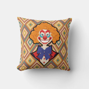 Spooky Clown Retro Halloween Creepy Carnival Cushion