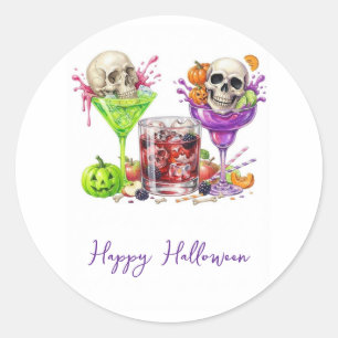 Spooky cocktail party halloween classic round sticker