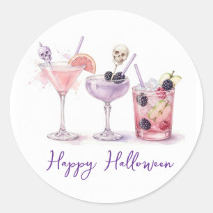 Spooky cocktail party halloween classic round sticker