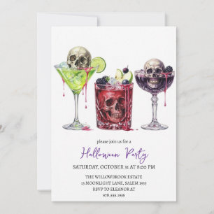 Spooky cocktail party halloween invitation