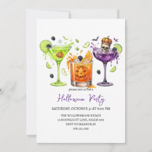 Spooky cocktail party halloween invitation
