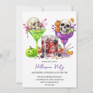 Spooky cocktail party halloween invitation