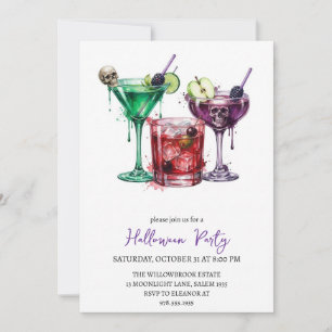 Spooky cocktail party halloween invitation