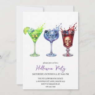 Spooky cocktail party halloween invitation