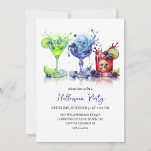 Spooky cocktail party halloween invitation