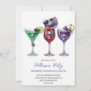 Spooky cocktail party halloween invitation