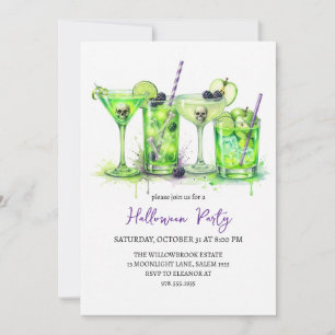 Spooky cocktail party halloween invitation