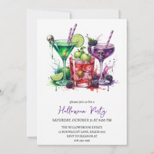 Spooky cocktail party halloween invitation