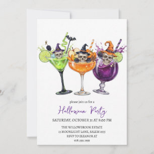 Spooky cocktail party halloween invitation