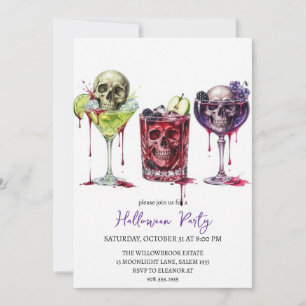 Spooky cocktail party halloween invitation