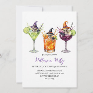 Spooky cocktail party halloween invitation