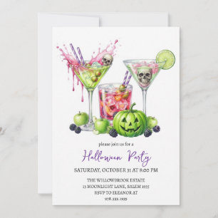 Spooky cocktail party halloween invitation