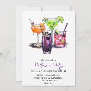 Spooky cocktail party halloween invitation
