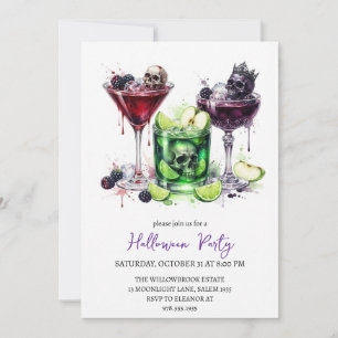 Spooky cocktail party halloween invitation