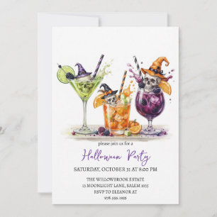 Spooky cocktail party halloween invitation