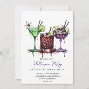 Spooky cocktail party halloween invitation
