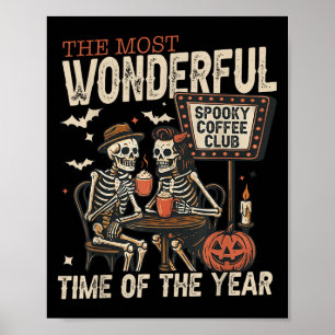 Spooky Coffee Club Skeletons Halloween Season Summ Poster