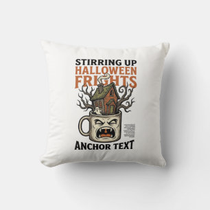 Spooky Coffee Halloween Haunted Mug Graphic Shirt_ Cushion