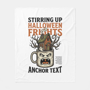 Spooky Coffee Halloween Haunted Mug Graphic Shirt_ Fleece Blanket