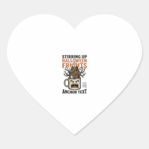 Spooky Coffee Halloween Haunted Mug Graphic Shirt_ Heart Sticker