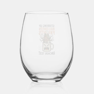 Spooky Coffee Halloween Haunted Mug Graphic Shirt_ Stemless Wine Glass