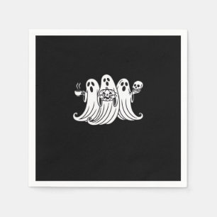 Spooky Coffee Sipping Pumpkin Holding Napkin