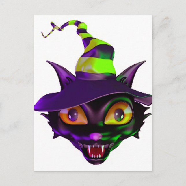 Spooky Colourful Cat Postcard (Front)