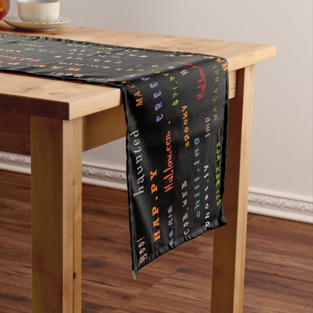 Spooky Colourful Halloween Spirit Long Table Runner (In Situ)