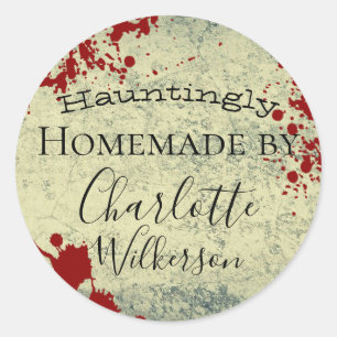 Spooky Concrete and Blood Splatter Halloween Classic Round Sticker